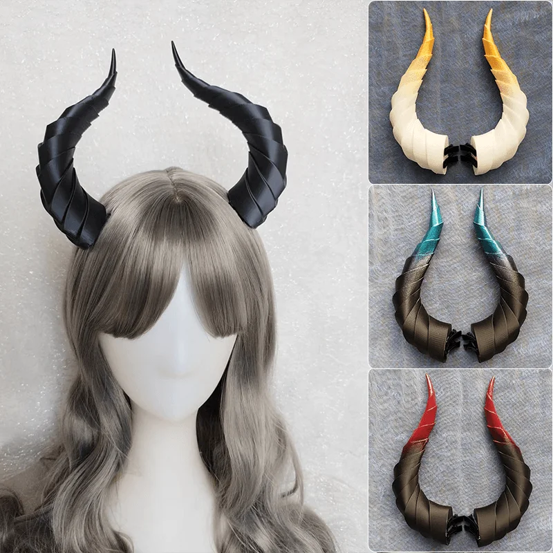 Aksesori properti Cosplay tanduk Iblis gradien, 10/14/17cm klip kepala tanduk Cosplay, hiasan rambut