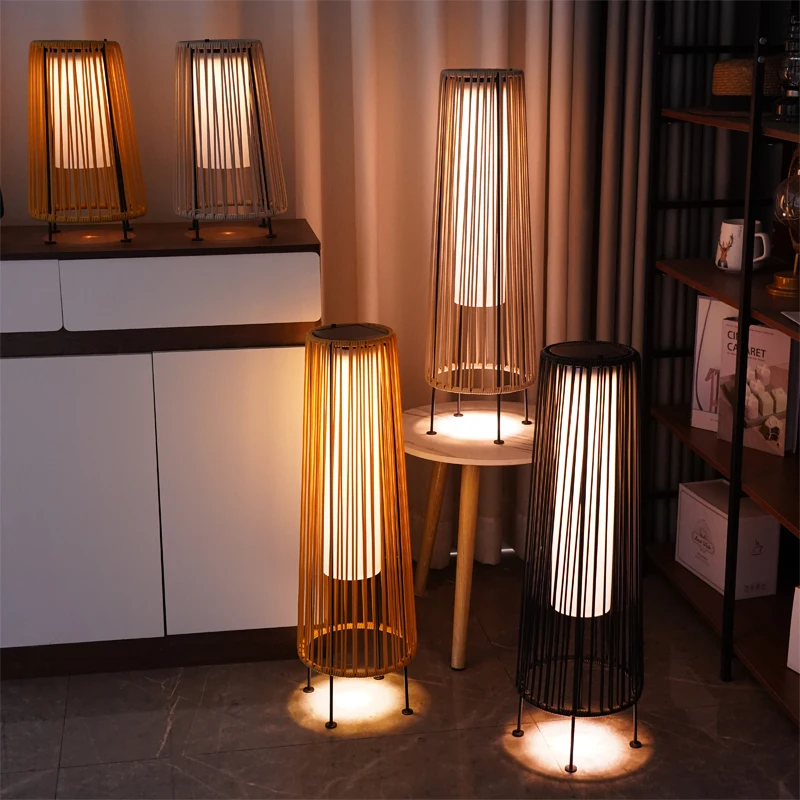 Japanese Retro Solar Energy Outdoors Floor Lamp Villa Garden Balcony Park Decoration  Waterproof Automatic Lighting Up At Night