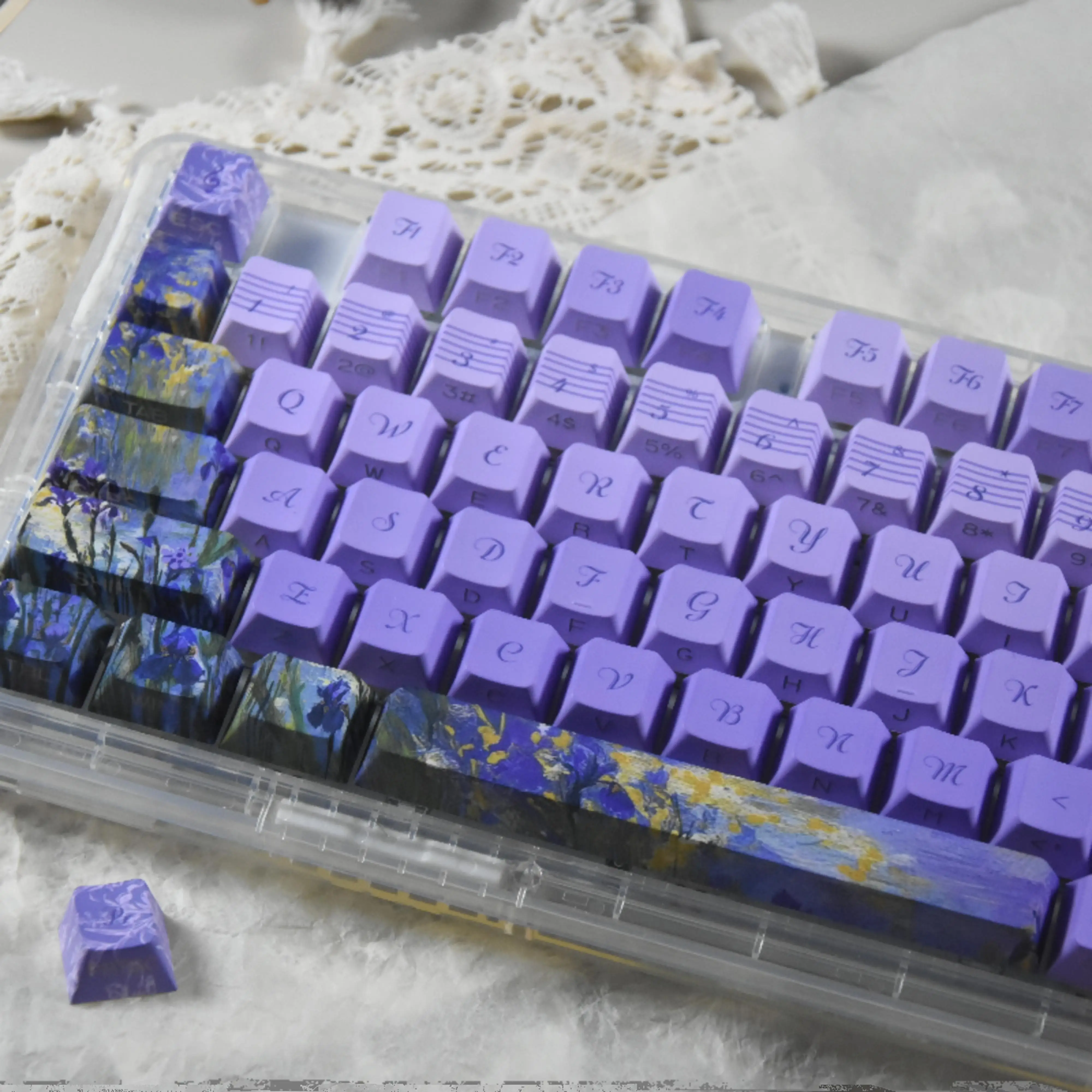 Impression Theme Original Double Engraving Keycap 131 Key PBT Material Sublimation Purple Door