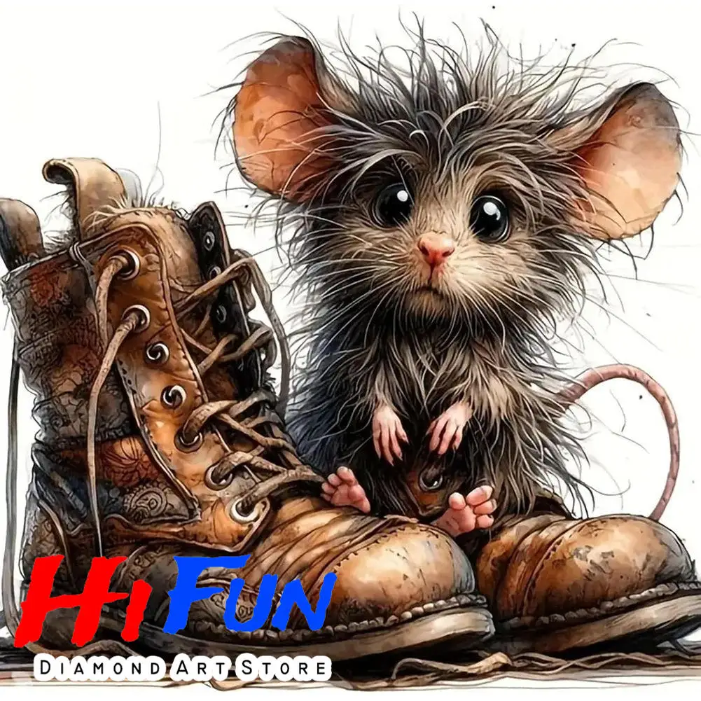 

Cute Mice Diamond Embroidery New Mosaic Picture Rhinestones Painting Sweetheart Mouse Living Room Bedroom Office Wall Art