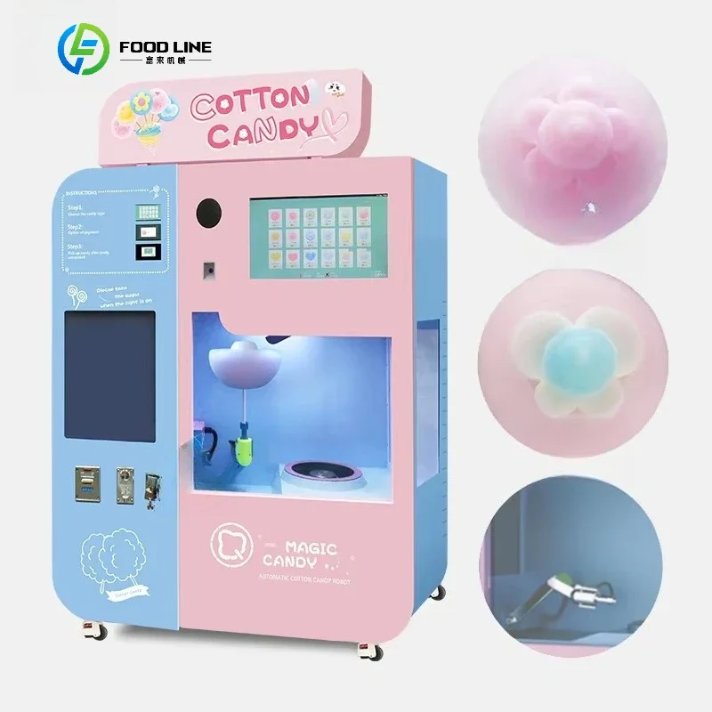 Hot Selling Manufacture Fully Automatic Cotton Candy Vending Machine Smart Commercial Electric Machine for business