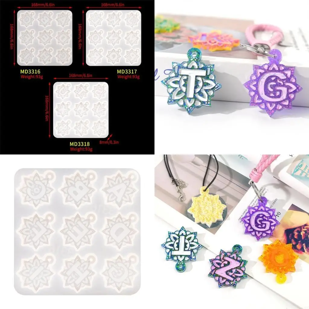 

Мандала Алфавит формы из эпоксидной смолы для брелока, наклейки, наклейки, украшения, форма 26 букв A-Z, комплект для литья