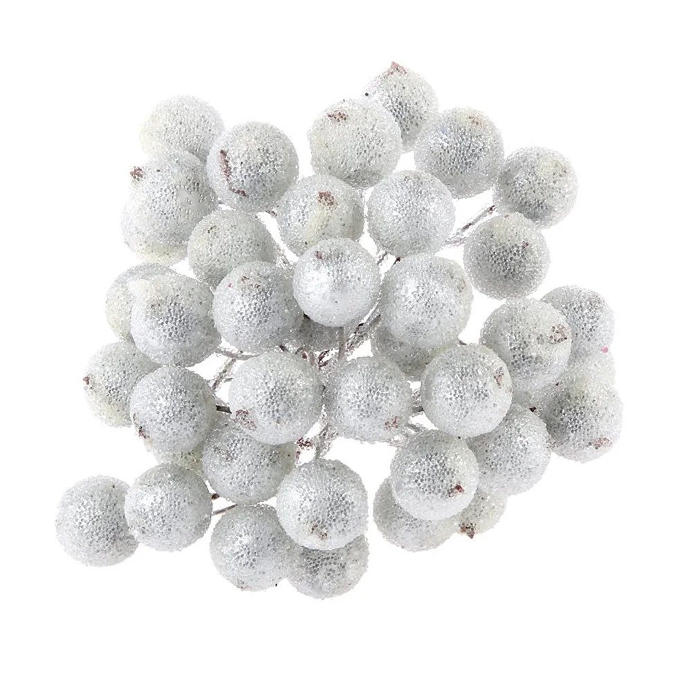 

200pcs Foam Berries Mini Christmas Decor Silver Artificial Holly Berry For Garland Diy Wedding Car Basket Ball