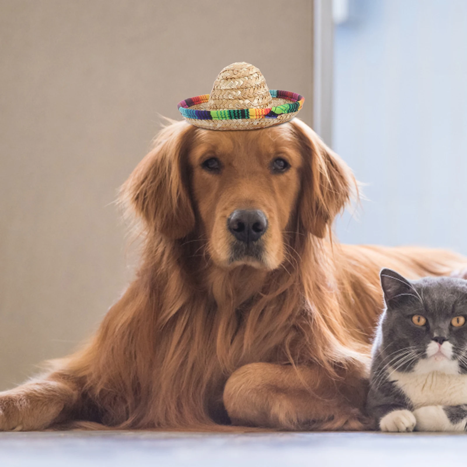

3pcs Mexican Hat Funny Costumes Halloween Party Dog Cat Puppy Puppy Cosplay Hat Cosplay Soft Material Photo Shoot Props