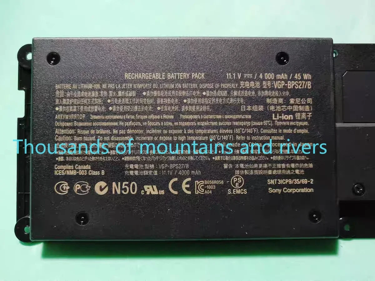 

New 11.1V 45WH VGP-BPS27 Laptop Battery For Sony Vaio VGP-BPS27/B VGP-BPSC27 VGPBPS27 VGPBPS27/B VGPBPS27/N VGPBPS27/X VGPBPSC2