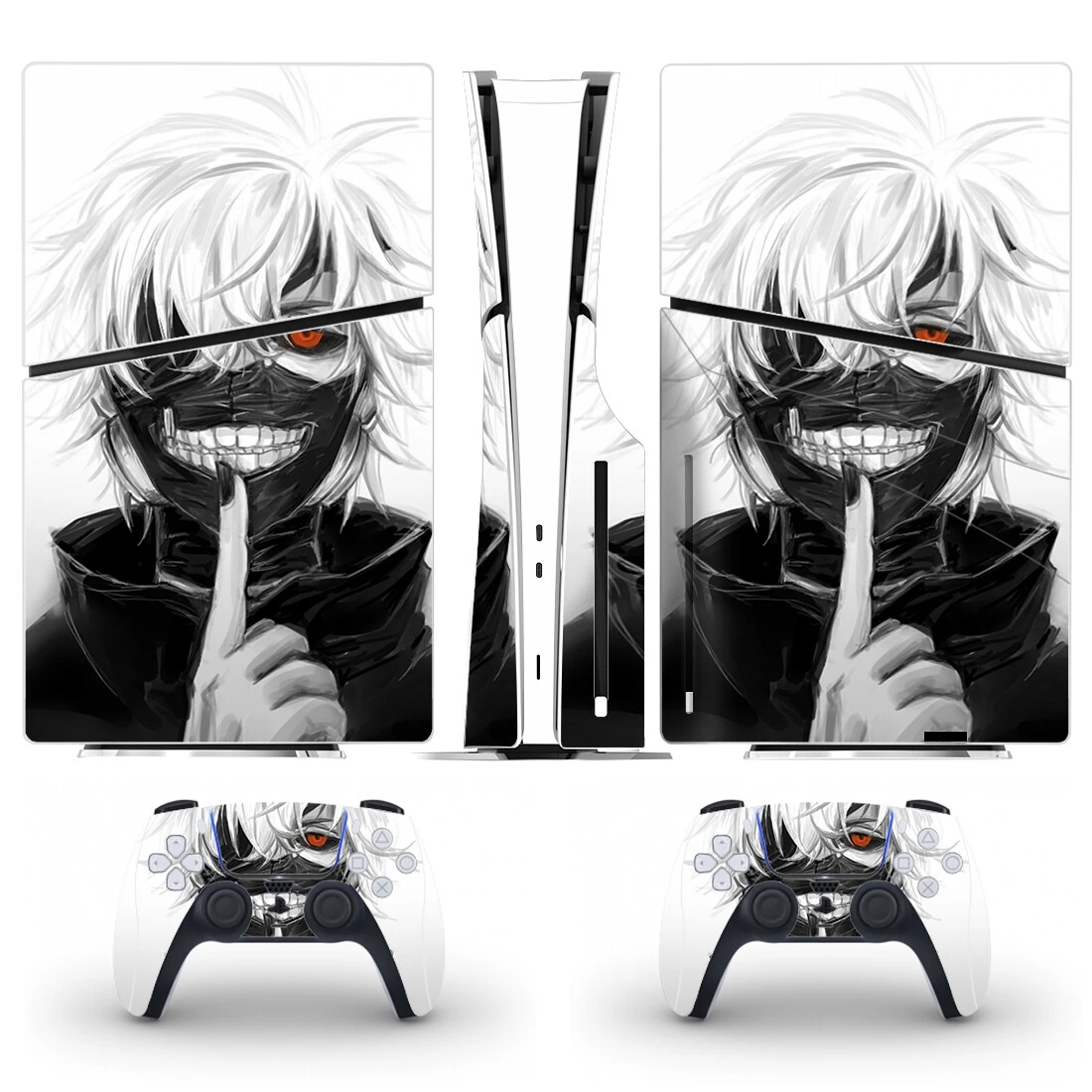 Kaneki Ken Anime PS5 тонкий; Для диска Наклейка Обложка для консоли и 2 контроллера PS5 Slim Disk Skin Vinyl