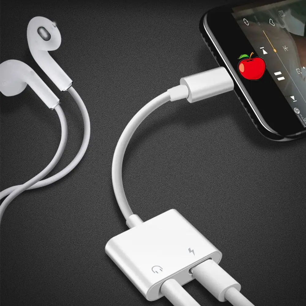 

Aluminum alloy Earphone Adapter Charger 2 in 1 Converter Audio Cable 3.5 mm Headphone For iPhone