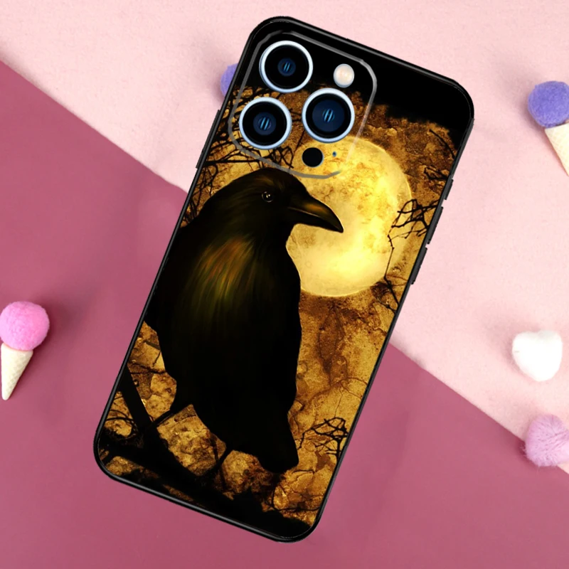 The Raven Halloween Phone Case For iPhone 16 15 14 12 11 13 Pro Max Cover on iPhone 16 15 13 Mini X XS Max XR Coque