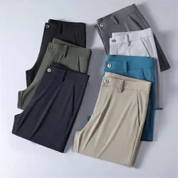 Pantaloni da tuta con cerniera moda Casual Business All-match primavera estate nuove tasche per abbigliamento da uomo in tinta unita pantaloni con bottoni per pendolari