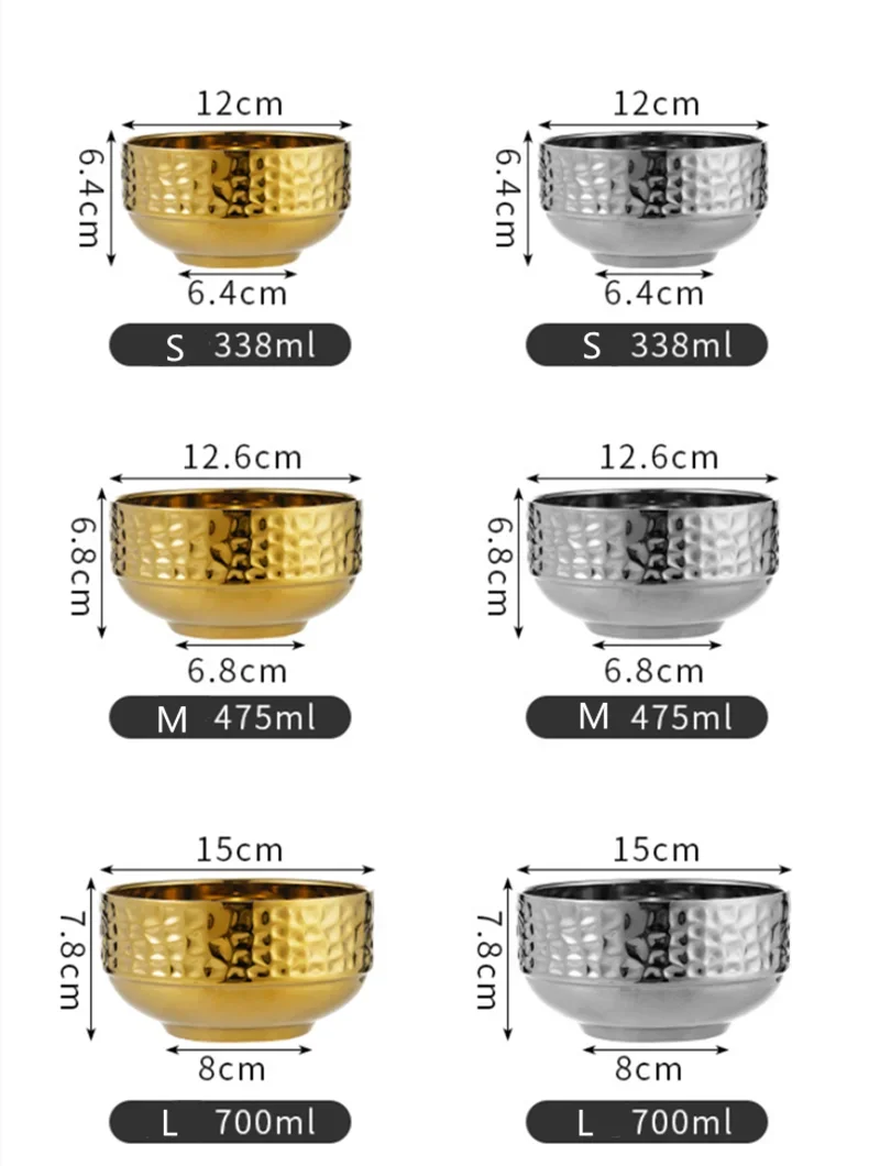 304 Stainless Steel Double-layer Rice Bowl,Cuisine Soup Rice Bowl,Home Creative Adult Child Small Bowl Korean Salad Soup Bowl