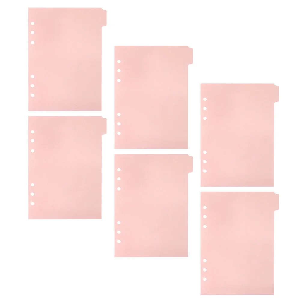 6 Pink Notebook Dividers PP Binder Tabs for Separating Documents Professional Planners Accessories Household Index Tools
