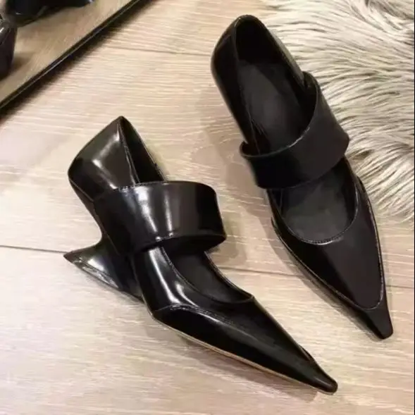 

Women's Black/brown Pointed Toe Mary Jane Pumps Quirky Heel Fashion Office Lady Dress Shoes Summer 2026