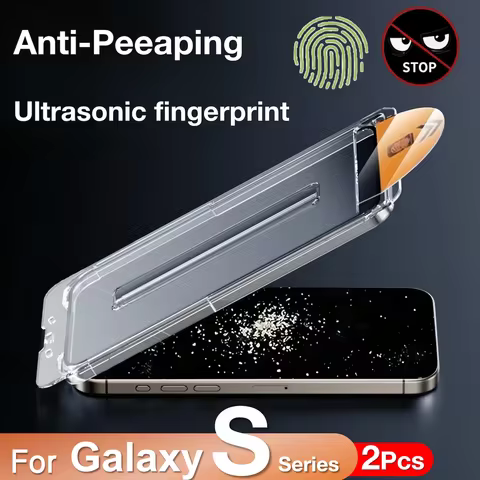 2Pcs For Samsung Galaxy S24 Ultra S23 S22 S21 S25 Plus 5G Anti-Peeaping Ultrasonic Fingerprint Screen Protector Tempered Glass