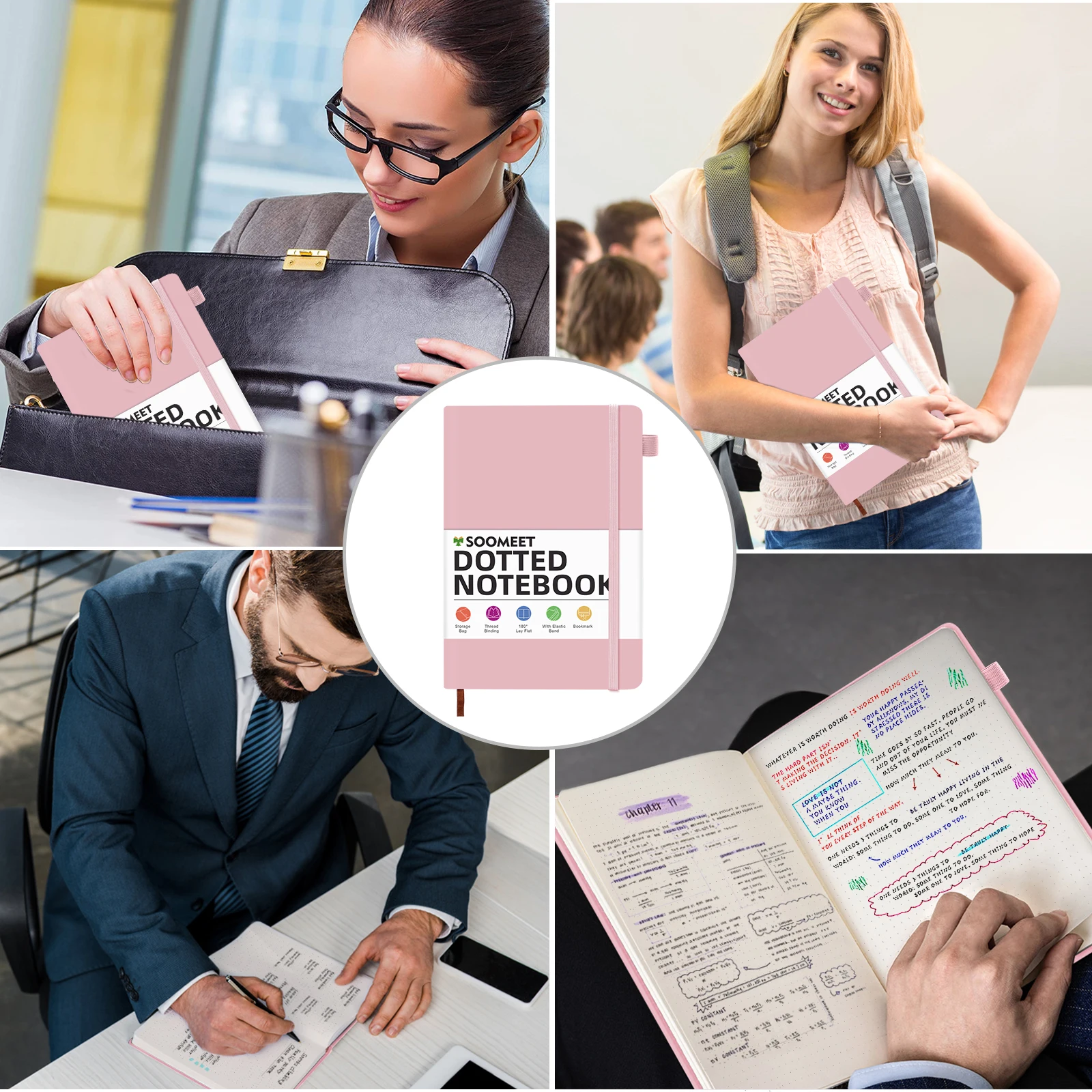 Quaderno A6 Dot Grid Materiale scolastico Diario portatile Forniture per ufficio di moda Libro a spirale Regalo di festa per bambini Griglia a punti all'interno