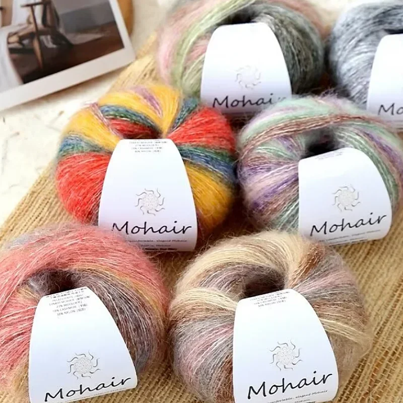 Gradient Segment Dyed Wool Mohair Yarn, Soft Cotton Yarn, Lightweight Thread for Crochet Knitting Baby Garment Making Supplies