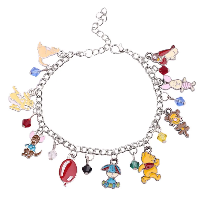 Winnie The Pooh Inspired Bracelet DIY Pendant Crystal Beads Bangle for Women Party Jewelry Accessories