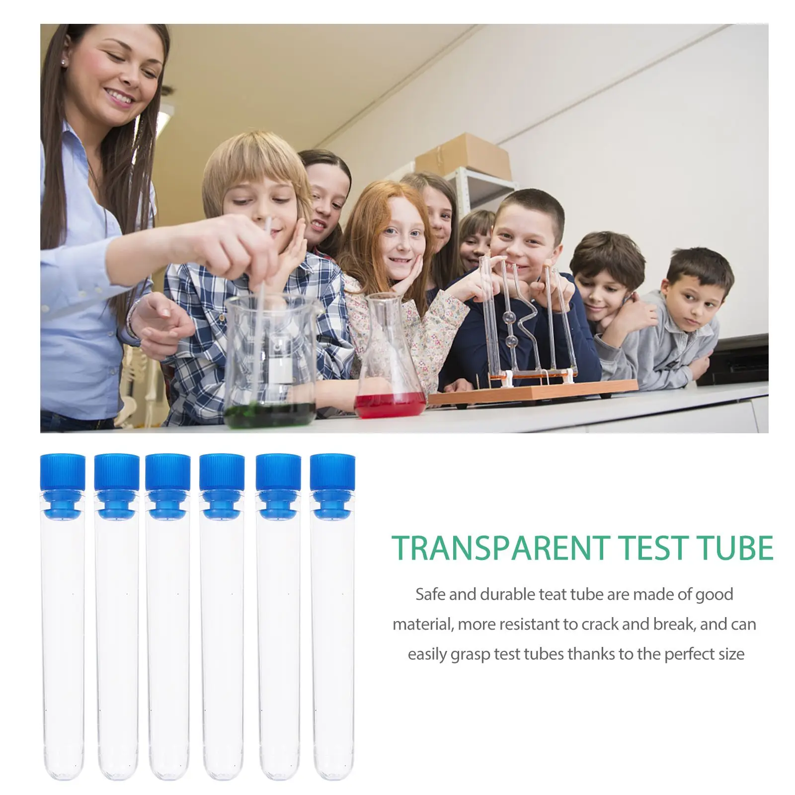 50 Pcs Laboratory Test Tube Sample Tubes Clear Corks Packaging Vials with Lids Liquid Container