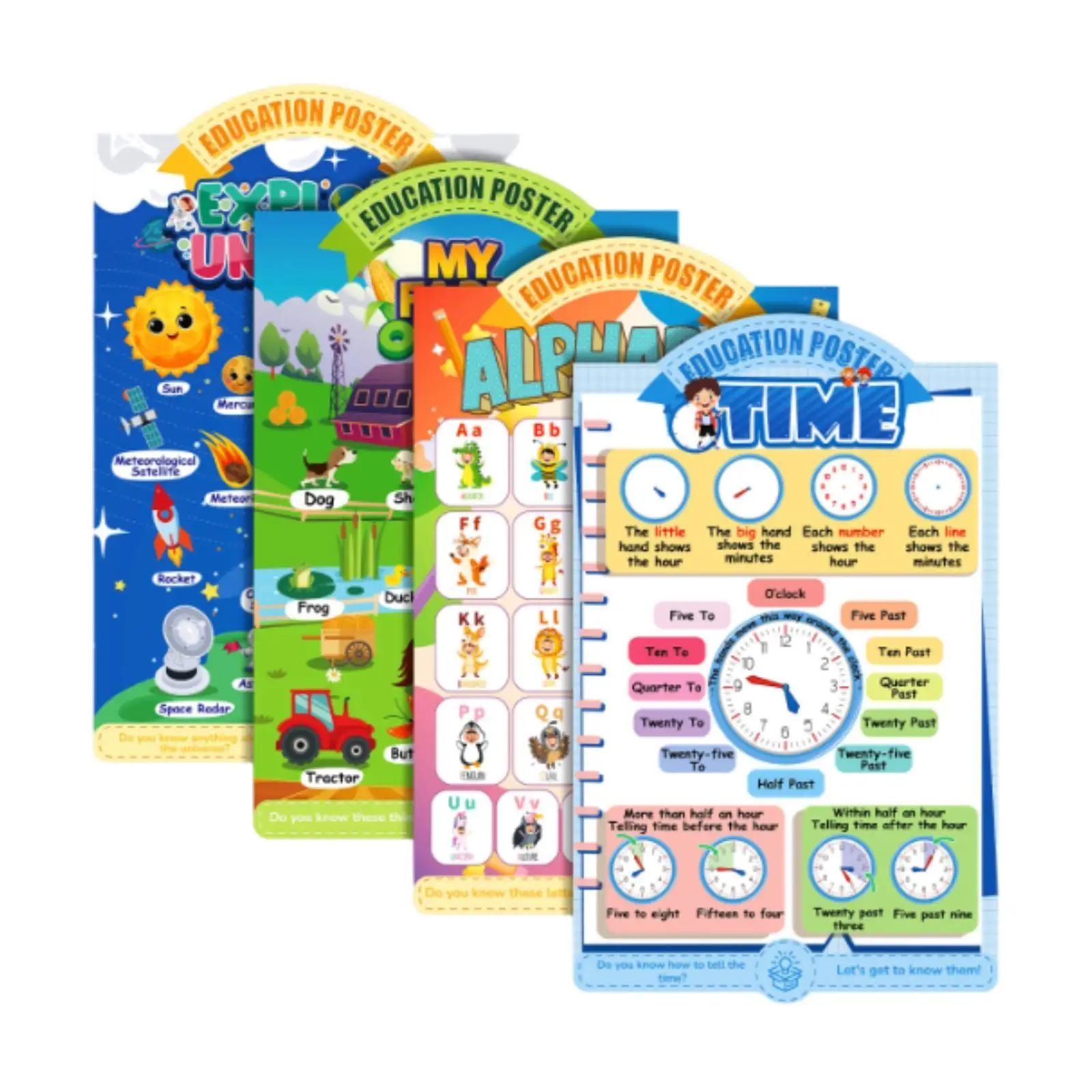 4Pcs Scholars Educational Posters Preschool Learning for Nursery