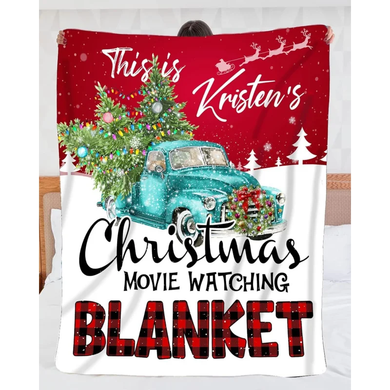 

Christmas blanket with red truck pattern flannel material softcomfortable and warm 40x30 inches