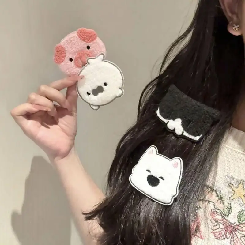 1/6 Stück Cartoon Niedliches Haustier Magisches Klebeband Spurloses Haarband Patch Stirn-Haarpatch Bestickter Plüsch Dekorativer Haarclip – Detail 1