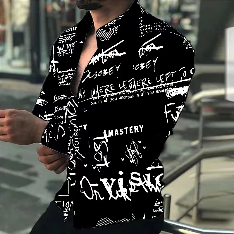 Men's Long-sleeve Shirt with 3D Printed Hawaiian Design view 2