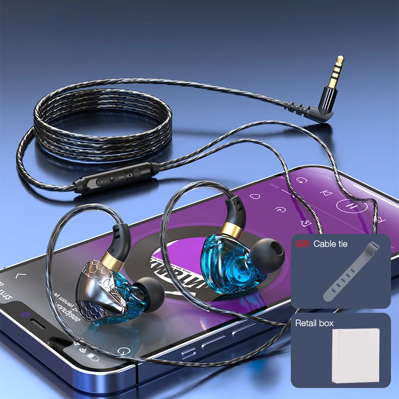EARDECO Auriculares 3,5 mm kabelgebundene Kopfhörer, Bass, kabelgebundener Kopfhörer, Stereo-Sport-Kopfhörer-Headset mit Mikrofon, Kopfhörerkabel