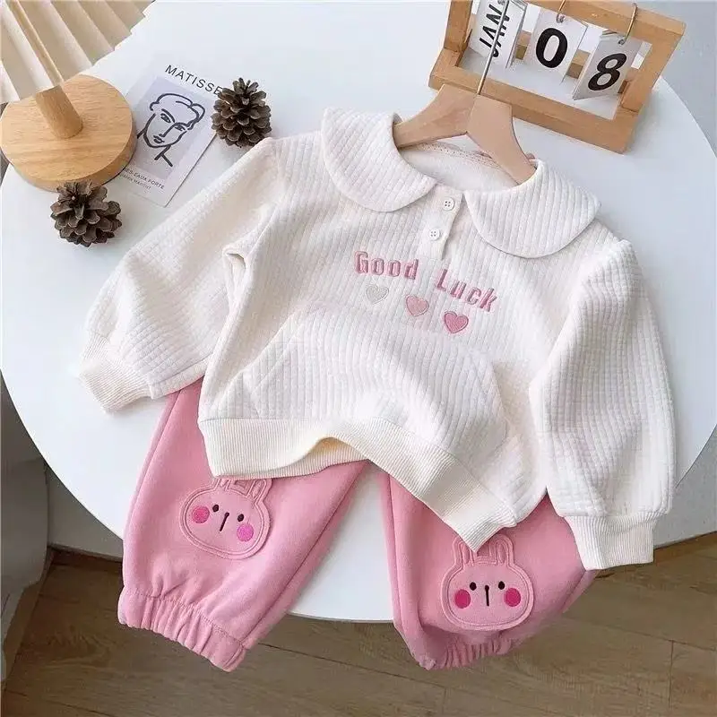 

Spring and Autumn Baby Girls' Clothing Set 2026 New Children's Sweater Guard Pants Two Piece Set Kids Outfits