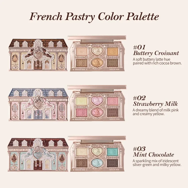 Flower Knows SWEETIE BEAR Highly Pigmented Eye Makeup Palette Eye Shadows Long Lasting Matte Shimmer Finish Cosmetics Gift Kit