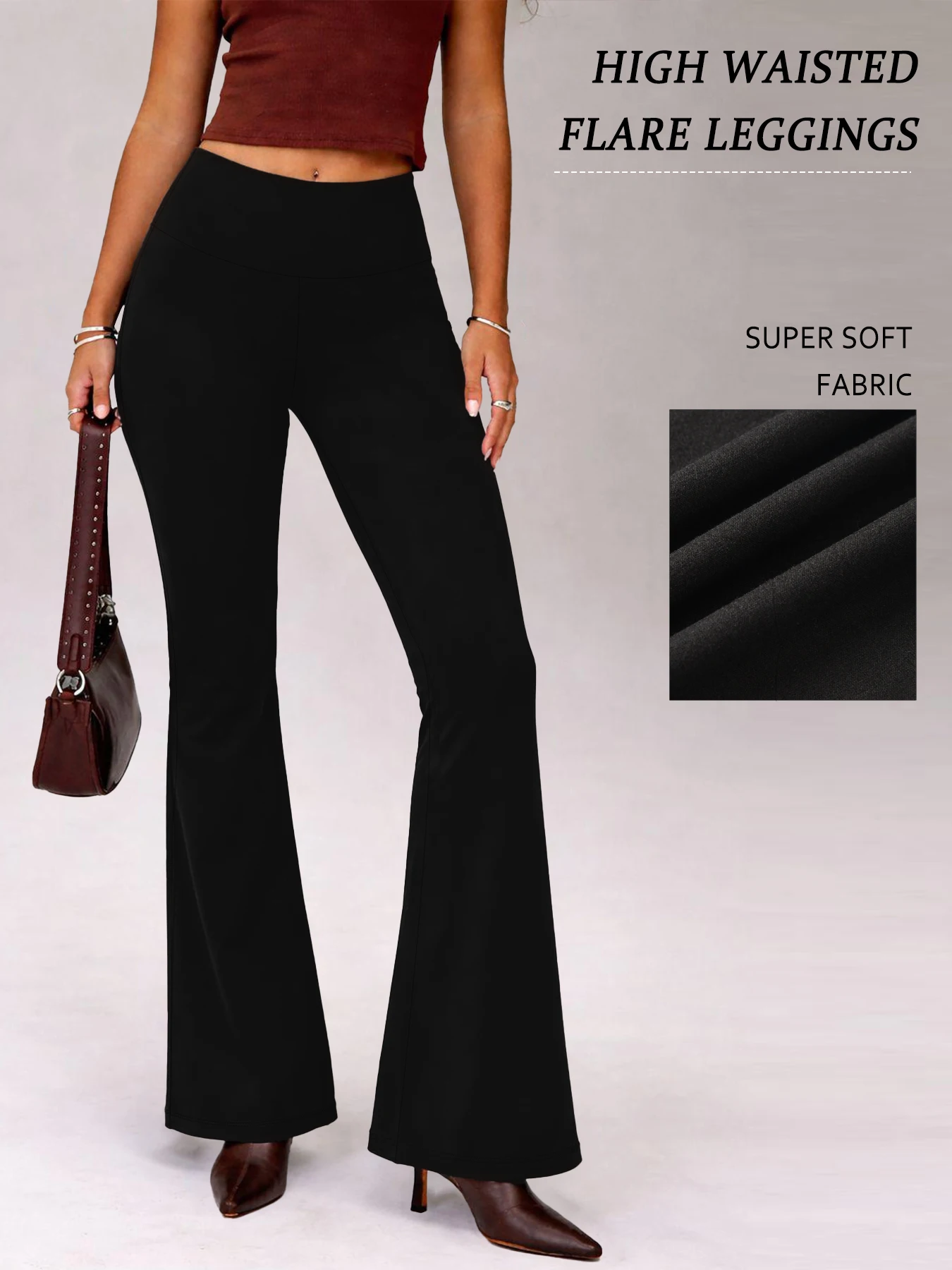 Women's Super Soft Flare Pants High Waisted Tummy Control Workout Yoga Push Up Gym Fitness Long Leggings Bell Bottoms