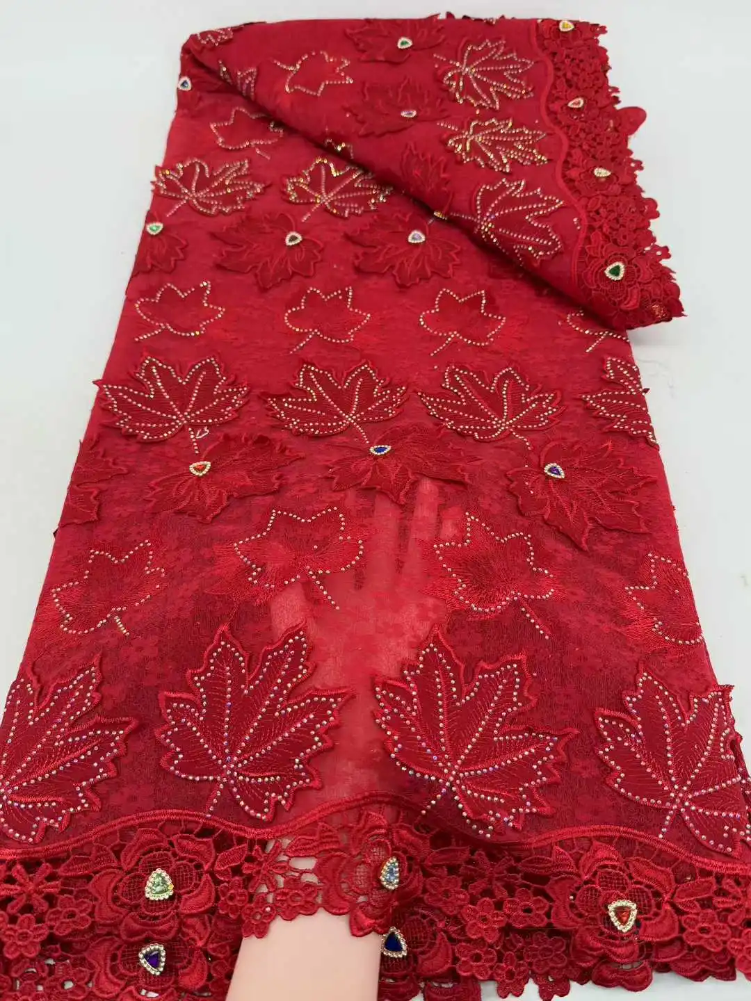 신부를 위한 기퓌르 시폰 튤 레이스 원단, 비즈와 스팽글이 있는 나이지리아 아프리카 스타일, 웨딩 파티용, 최신 2025 핫 세일