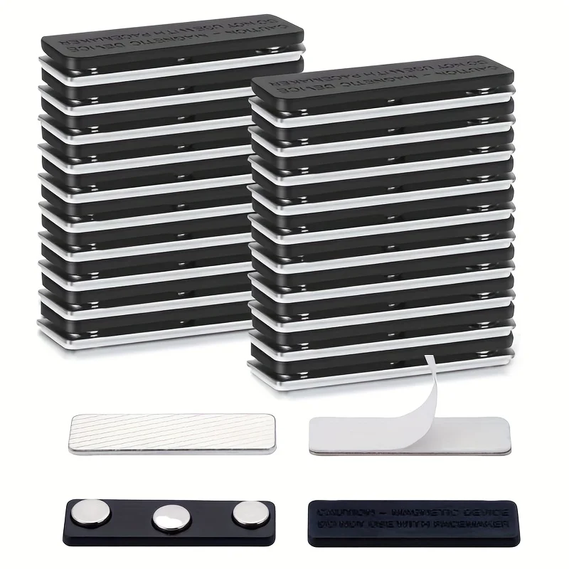 10 supports magnétiques pour badges nominatifs avec 3 aimants 45x13mm