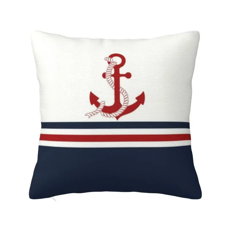 Luxury Navy Blue Stripes Nautical Anchor Boat Cushion Cover for Sofa Polyester Throw Pillow Case Home Decor