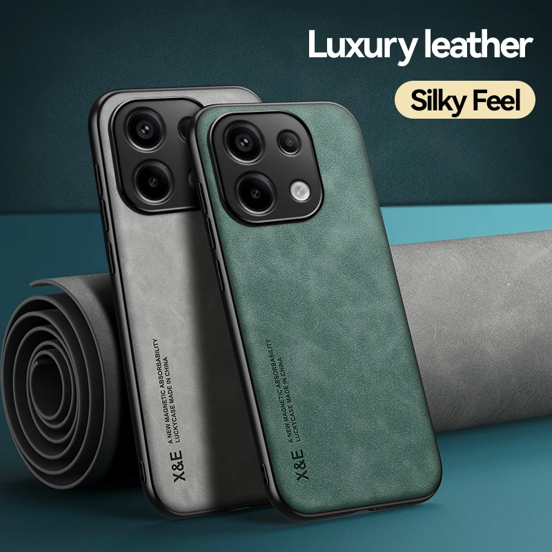 حافظة جلدية فاخرة مع دعم لوحة معدنية ، غطاء لريدمي نوت 13 ، 12 T ، 12S ، 12 توربو ، 11E ، 11T ، 10S ، 10 Pro Plus Max ، 5G ، 4G #2