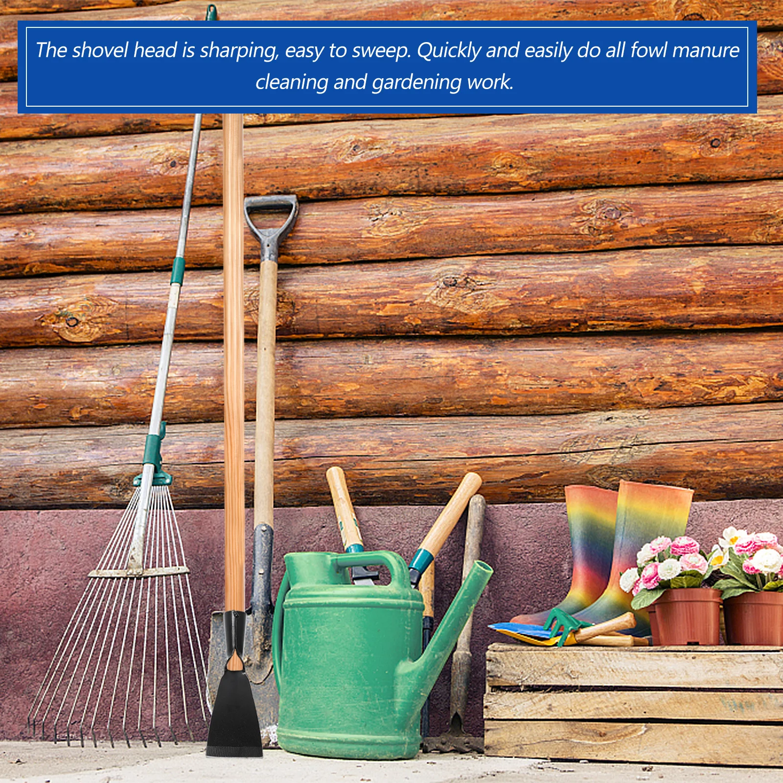 

Rust Removal Shovel Sturdy Steel Forged Head Heavy Duty Cleaning Tool For Garden Wall Floor Bark Weeding Cement Spading Multi