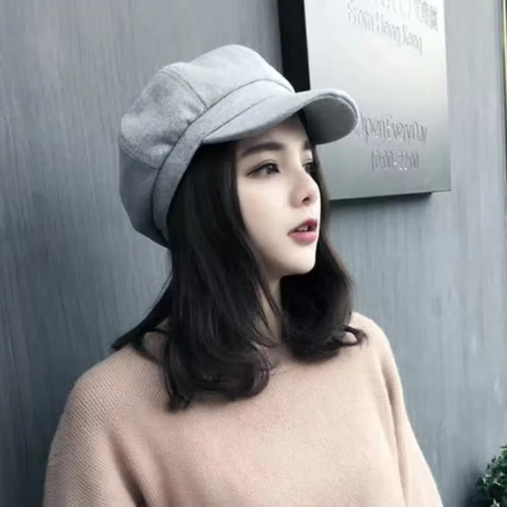

Casual Solid Color Woolen Octagonal Hat Ear Protection Thick Painter Caps Korean Style Keep Warm British Berets Autumn
