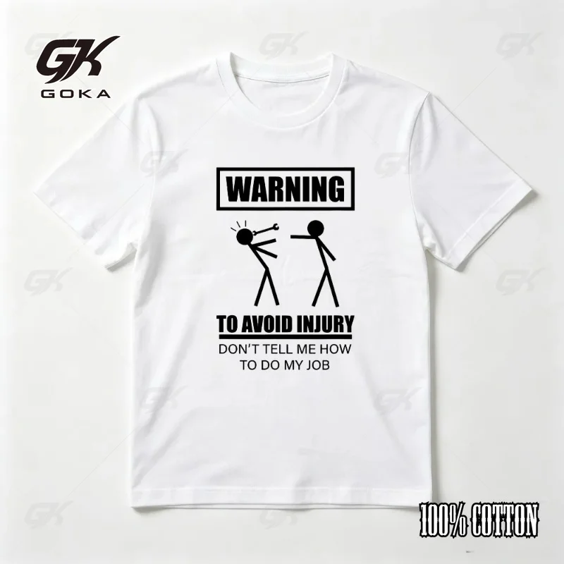 Warning To Avoid Injury Funny Repair Mechanic Gift T-Shirt Casual Fashion Loose Harajuku Short Sleeve O-neck Unisex Clothes