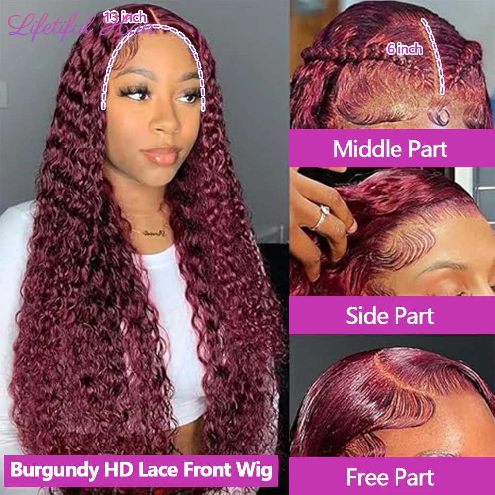 30 Inch Chocolate Brown Lace Front Wigs Human Hair Brazilian Water Wave Ginger Burgundy 13x6 HD Lace Frontal Human Hair Wig