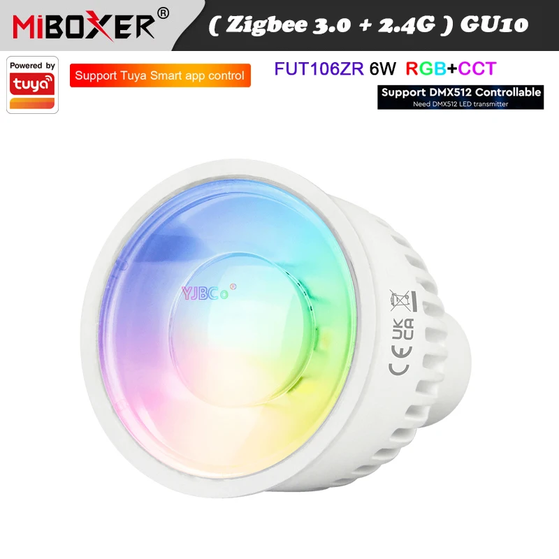 Miboxer 6W GU10 Smart LED Spotlight RGB+CCT Light Lamp 2.4G switch/Zigbee 3.0 Remote/DMX512 LED transmitter Control AC 110-220V