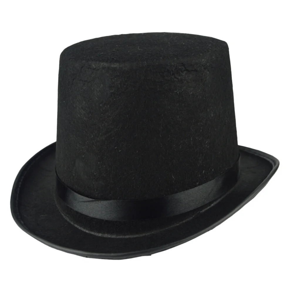 

Black Magician Hat Felt Material Perfect Halloween Costume Accessory Men's Derby Steampunk Party Men's Hat