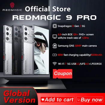 גרסה גלובלית מקורית של RedMagic 9 Pro 5G טלפון 6.8 אינץ 'Q9+ Full Flat FHD+ טלפון גיימינג Snapdragon 8 Gen 3 6500mAh 50MP NFC