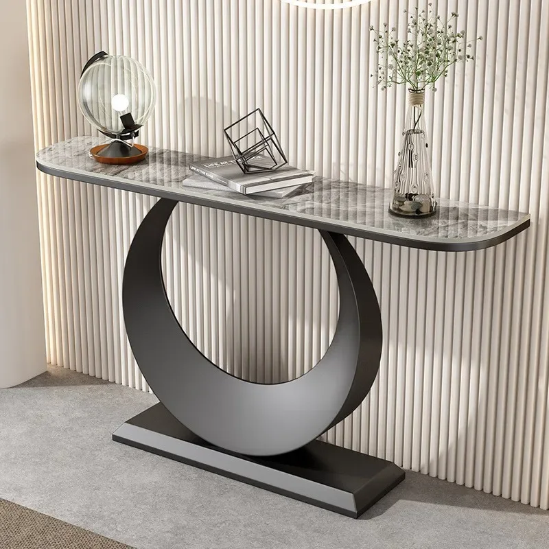 

Stone Plate Console Semicircle Entrance Cabinet Modern Minimalist Wall-Mounted Home Tables Side View Sets