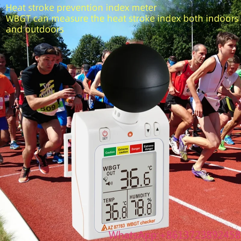 

AZ87783 Wearable Heat Stress Prevention WBGT Checker Heat Stress Index Tester Temperature and Humidity MeterWearable heat index