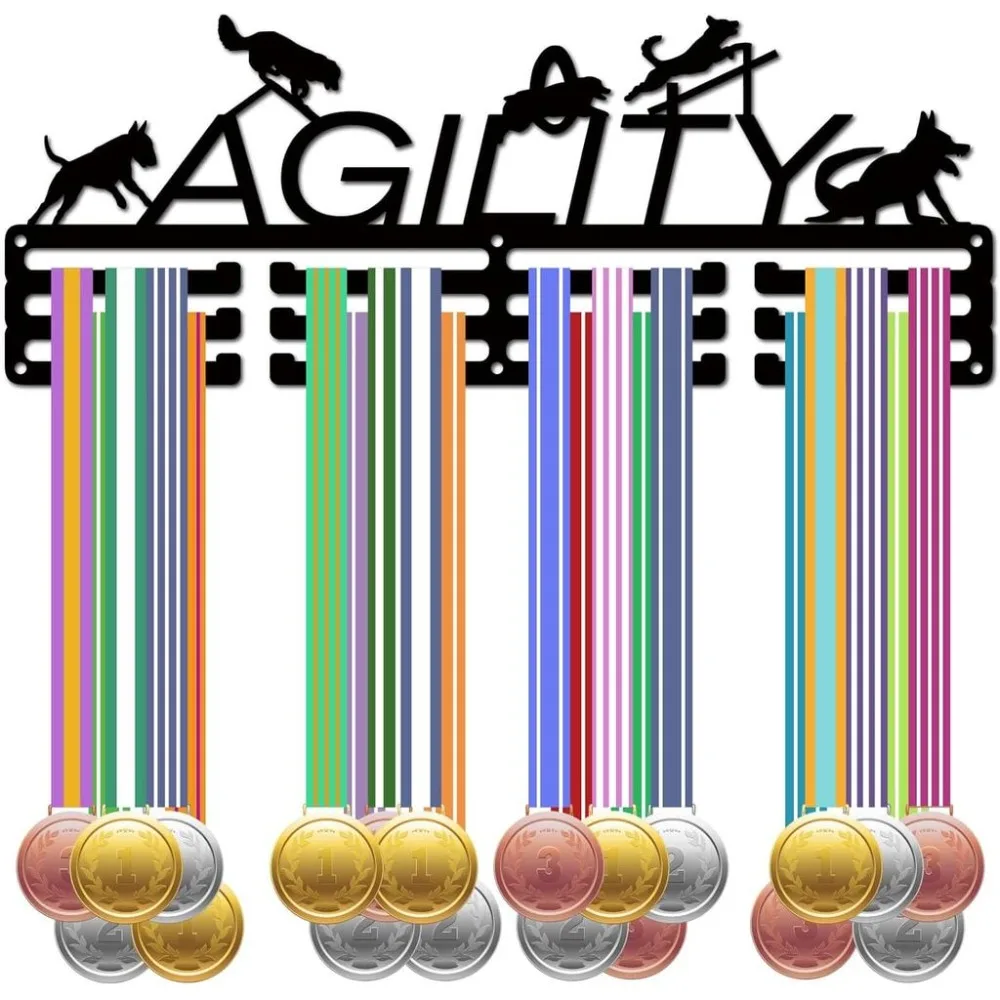 Dog Agility Medal Holder Dog Hanger Medal Rack Display Hanging Awards Wall Mounted Home Decor Dog Agility Competition Race