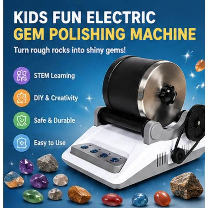 Children Fun DIY Rock Polishing Machine Electric Stone Polisher Physical Science Experiment Toy