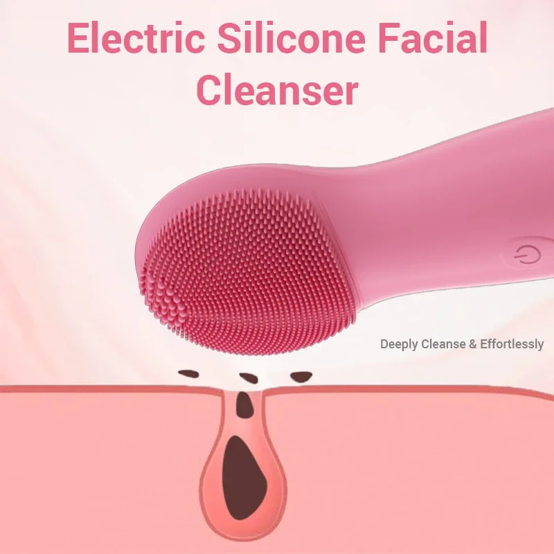 2 in 1 Electric Ultrasonic Skin Sonic Scrubber แปรงทําความสะอาดผิวหน้าด้วยการบีบอัดร้อนนวดการสั่นสะเทือนเครื่องมือทําความสะอาดผิวหน้า