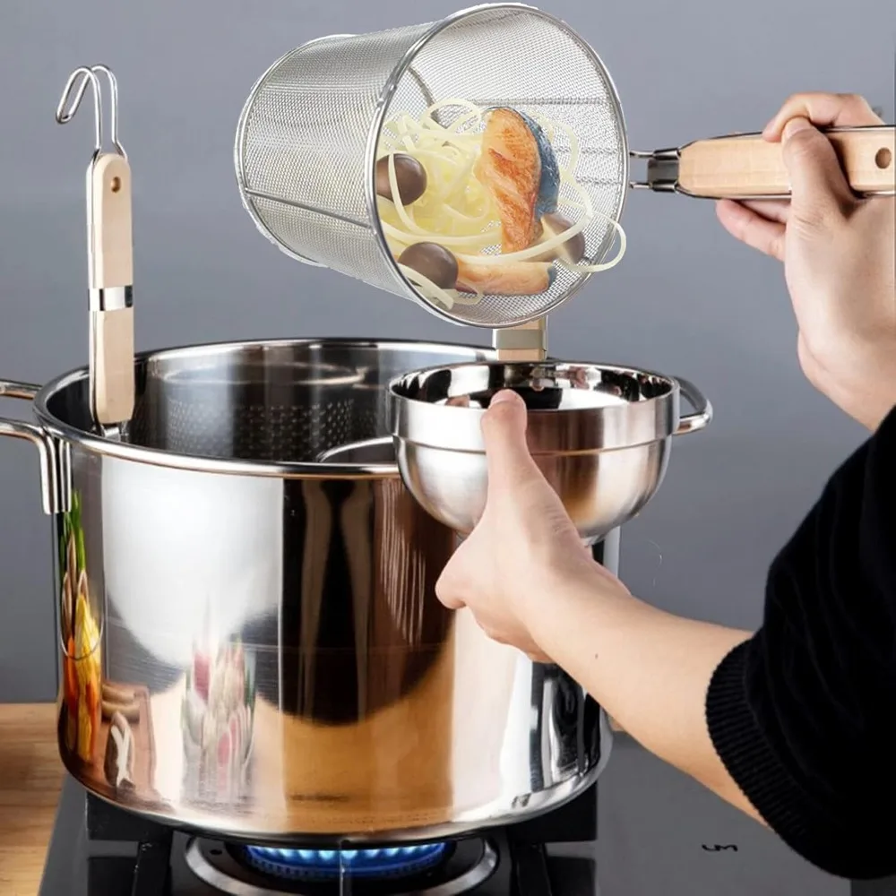 Tenta Kitchen Miracle Noodle Angel Hair Pasta Noodle Blanching Basket، Barilla Thin Spaghetti Pasta Deep Strainer مقشدة مع W