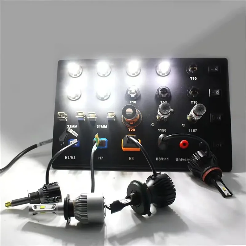

Auto Car Headlight Test Board HID Xenon LED Bulb T10 W5W Festoon C5W T20 7443 H1 H3 H7 H4 9005 Tester