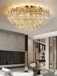 Modern Luxury Crystal Ceiling Lamp Big Home Decor Ceiling Chandelier Large Led Gold Silver Light Fixture for Living Room