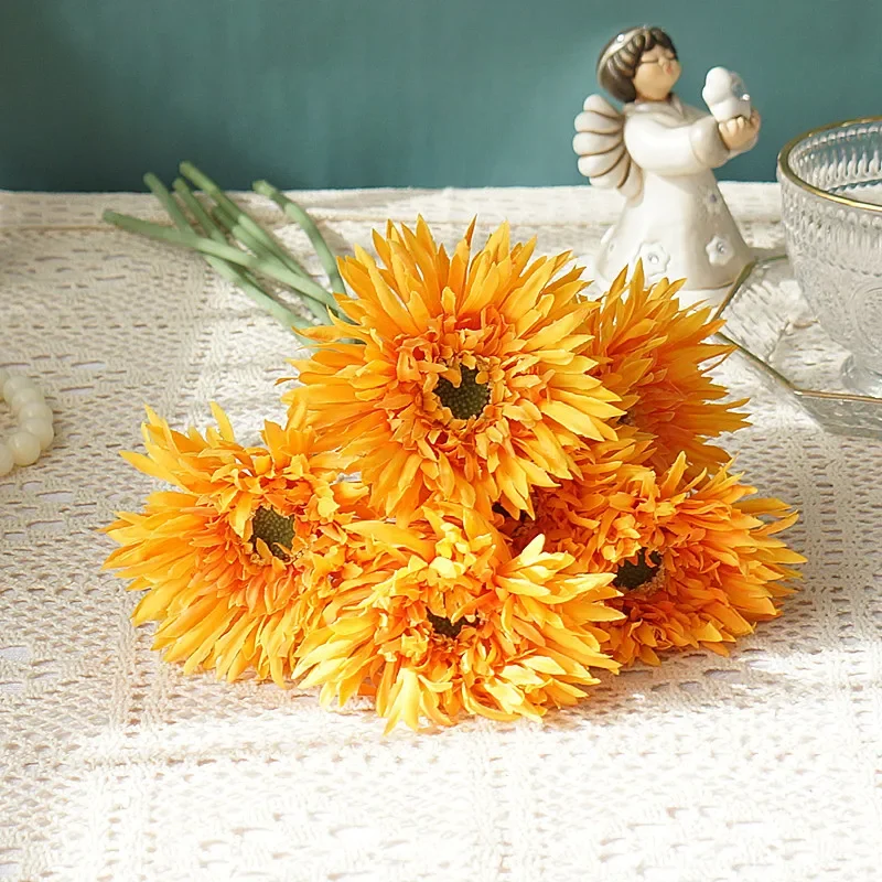 44cm Artificial Flower Brushed Gerbera Home Wedding Photography Decorative Floral Flowers Simulation Flowers Fake Flowers