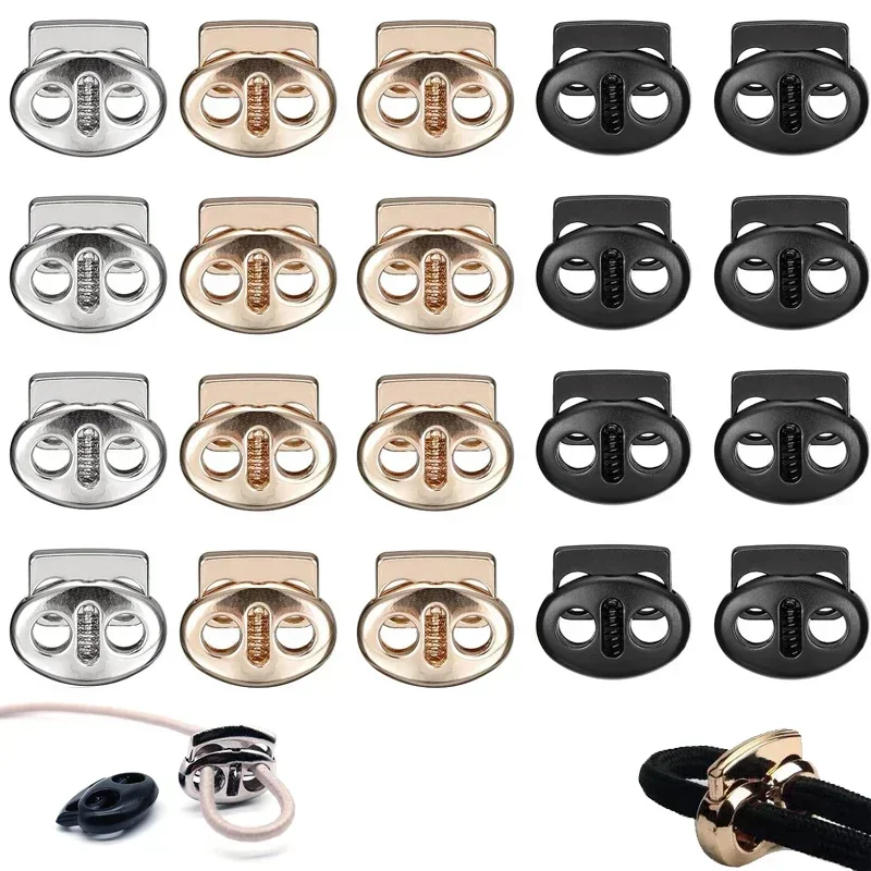 100Pcs 4mm-5.5mm Twin Hole Metal Stopper Cord Locks Bean Drawstring Toggle Clip Apparel Shoelace Sportswear Button Accessorie